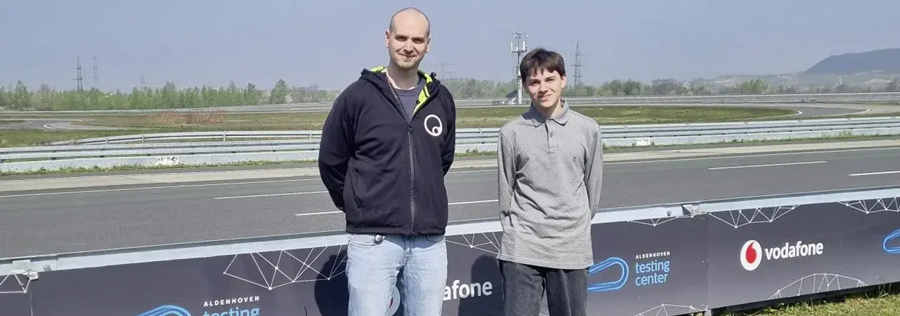 [Malte and Jonah at the test track]